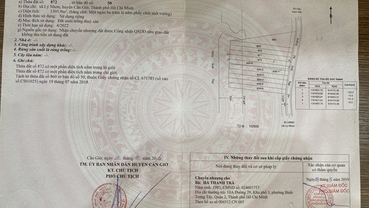 bán đất lý nhơn cần giờ