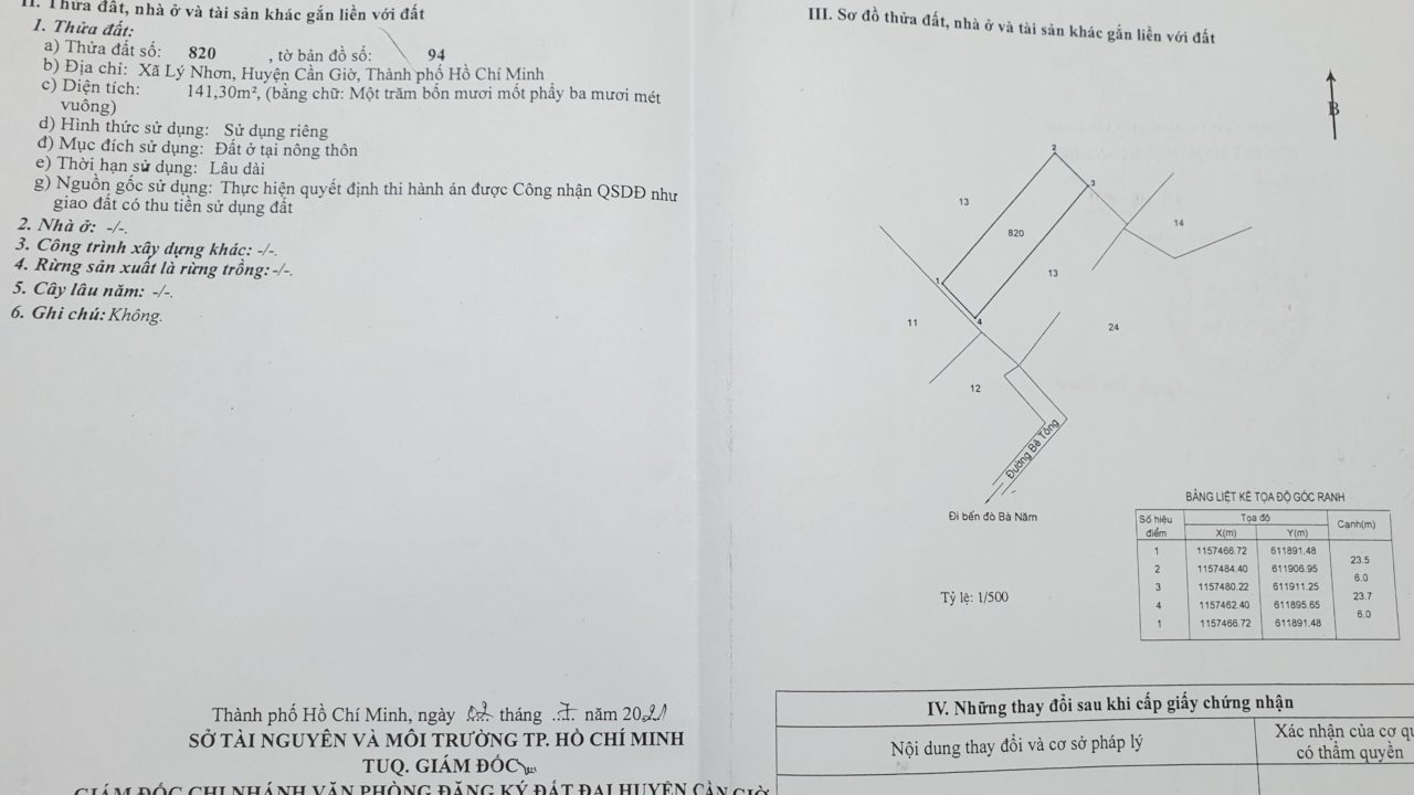 bán đất lý nhơn cần giờ