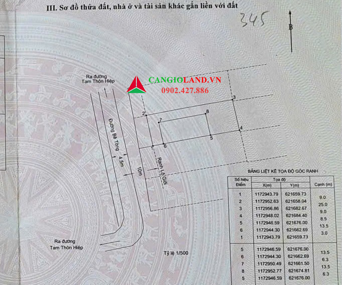 Bán đất mặt tiền khu dân cư An Phước, Tam Thôn Hiệp, diện tích 225 m2, full thổ cư